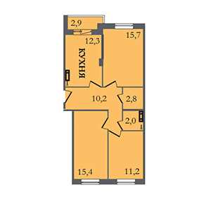 3-комнатная, 70.5 м²