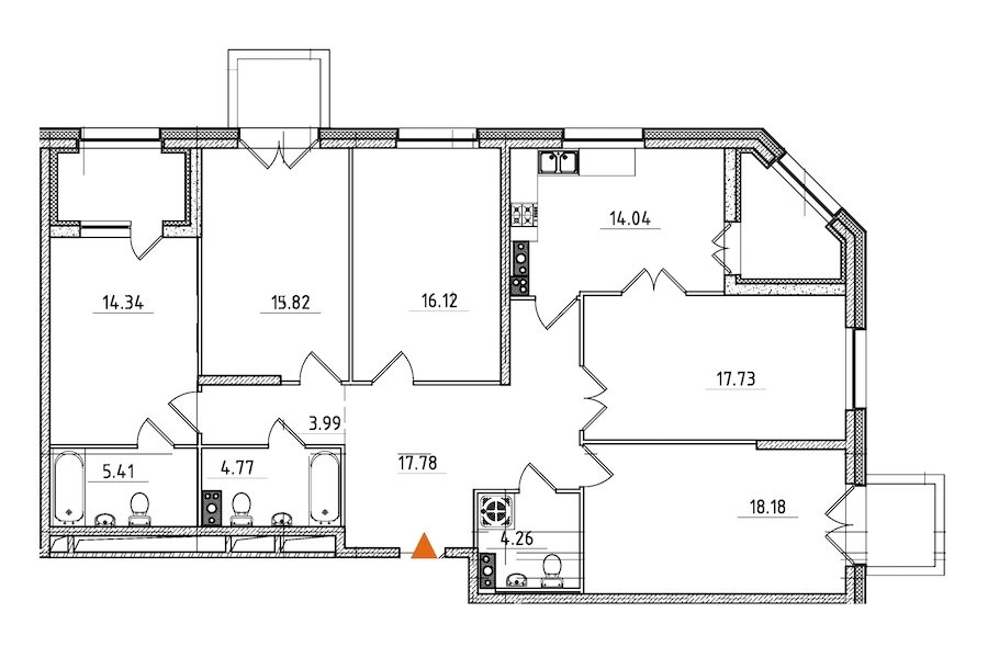 5-комнатная, 138 м²