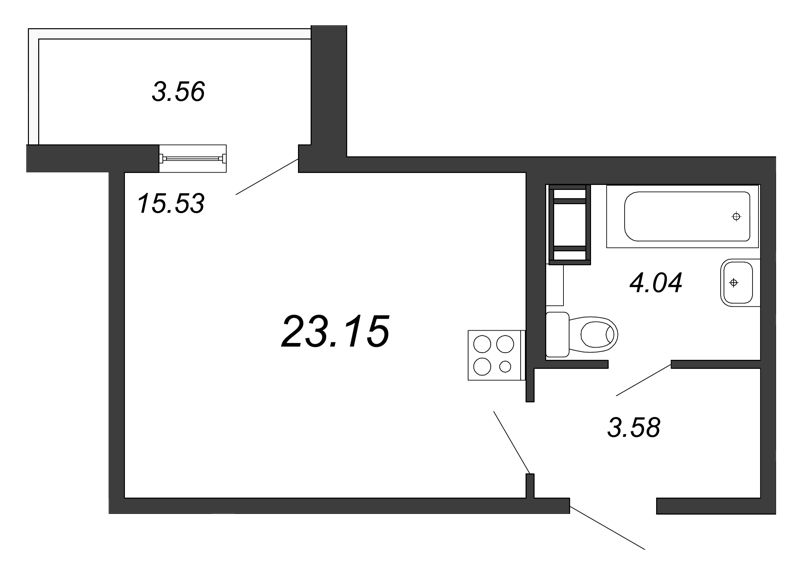 Студия, 23 м²