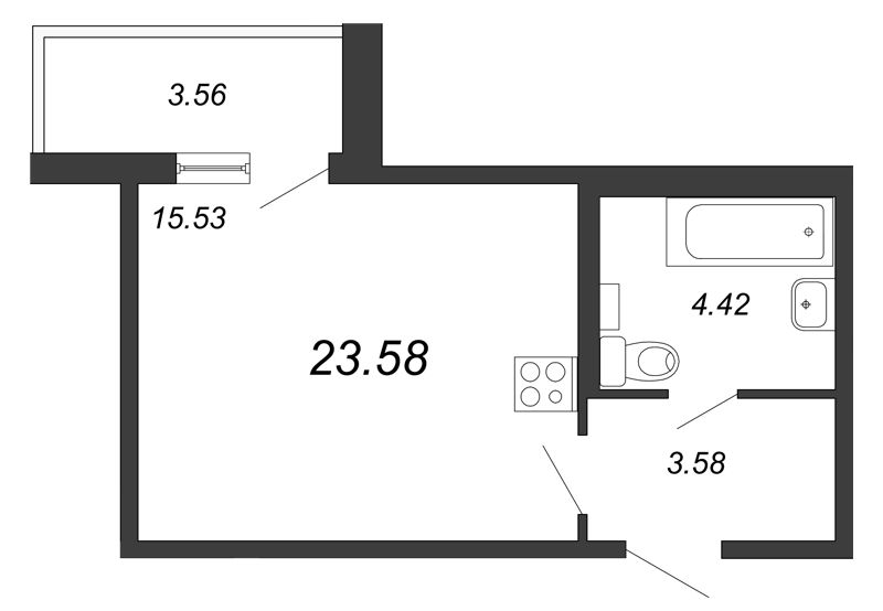 Студия, 24 м²