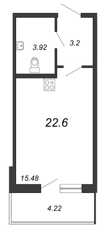 Студия, 23 м²