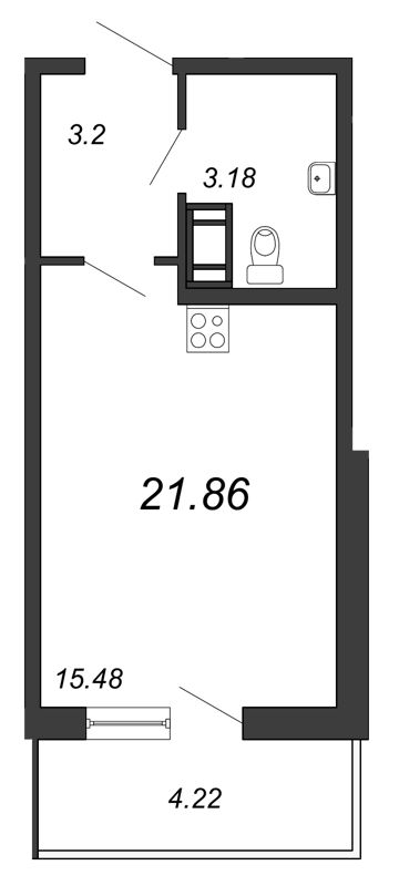 Студия, 22 м²