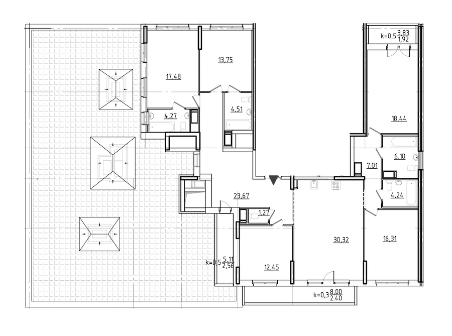 5-комнатная, 167 м²