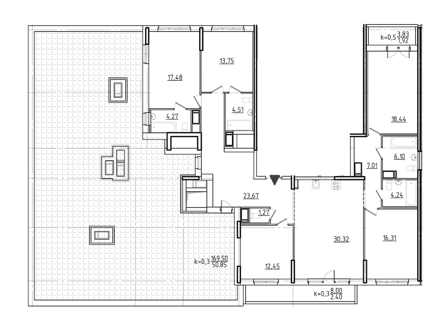 5-комнатная, 215 м²