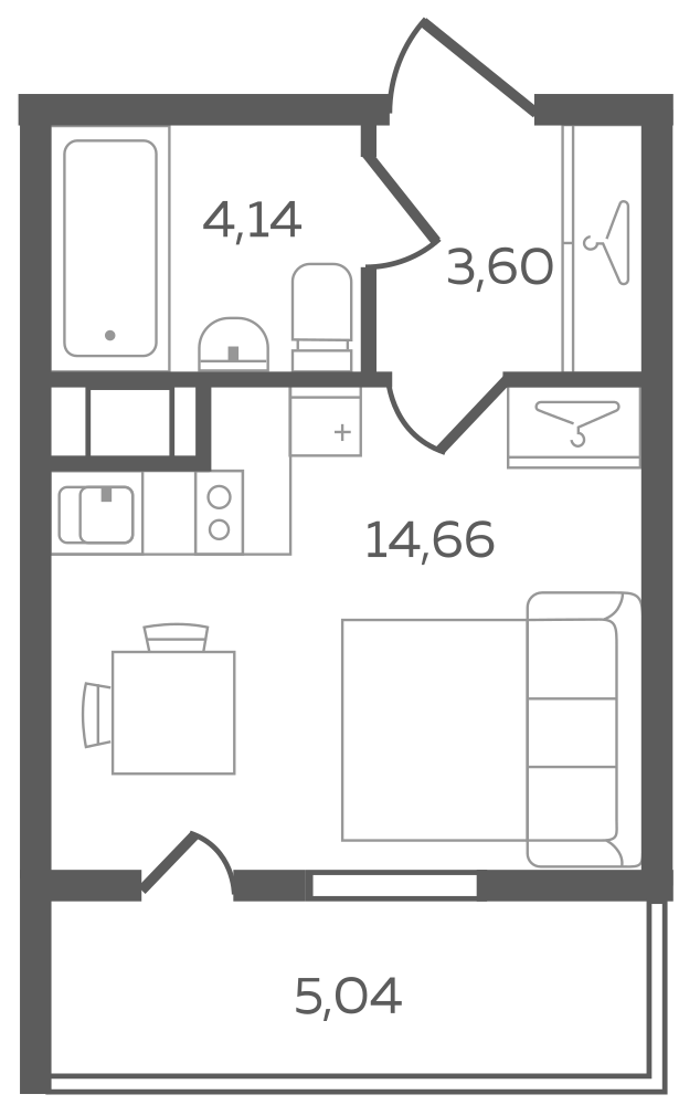 Студия, 25 м²