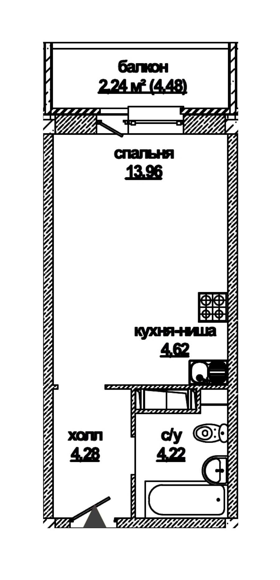 Студия, 30 м²