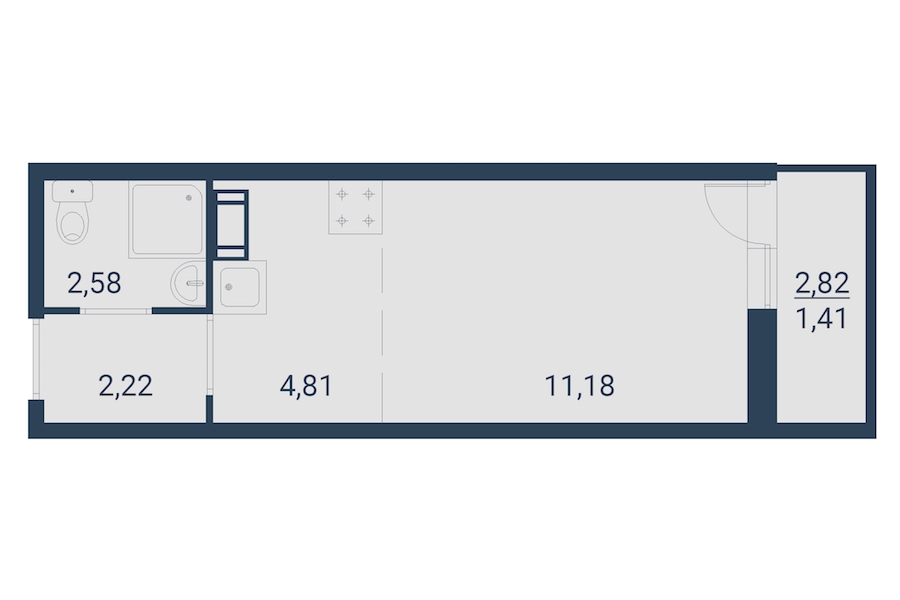 Студия, 22 м²