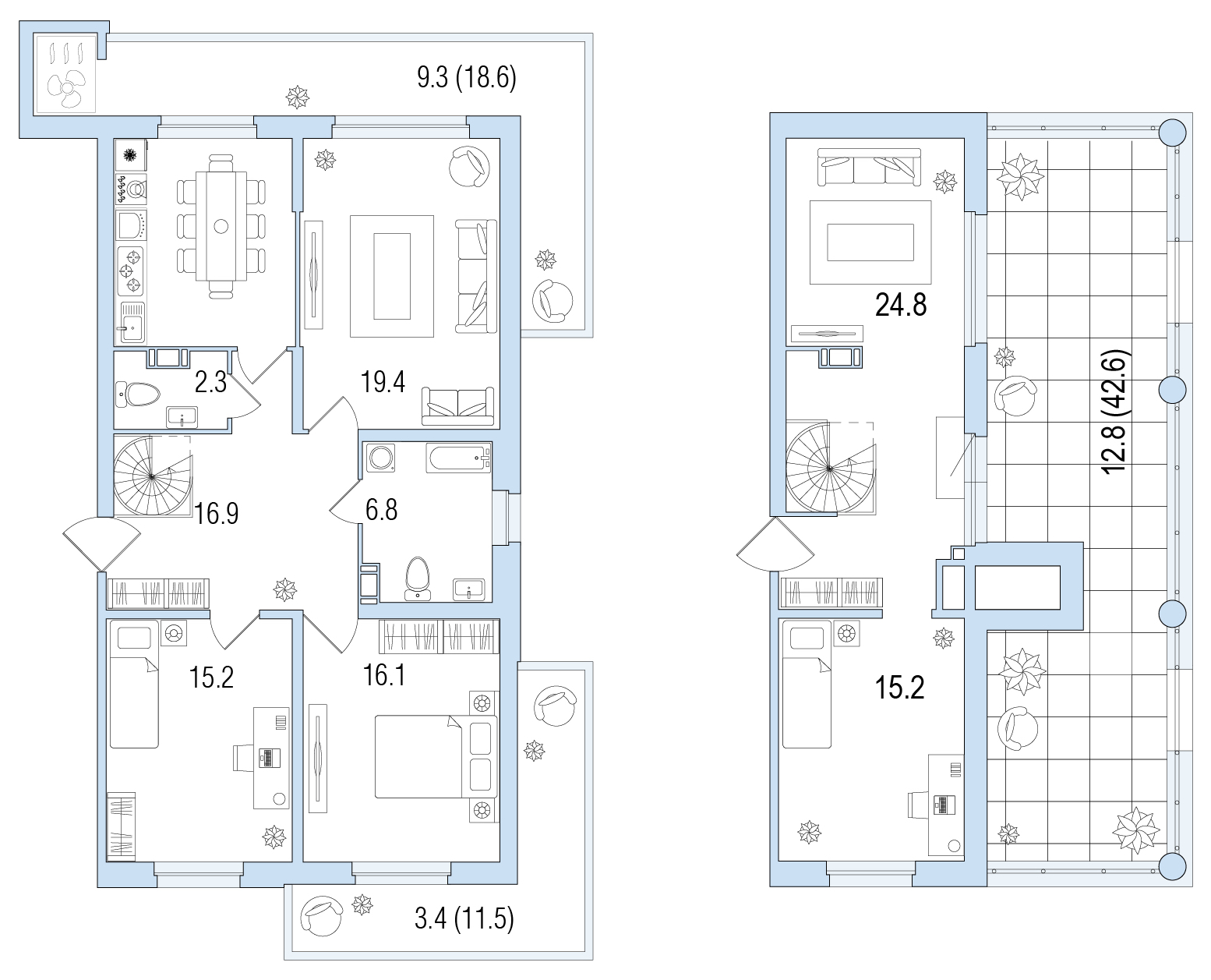 5-комнатная, 156 м²