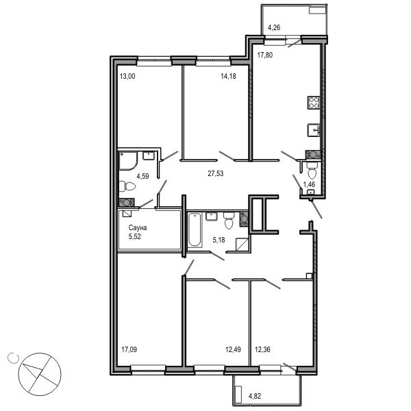 5-комнатная, 132 м²