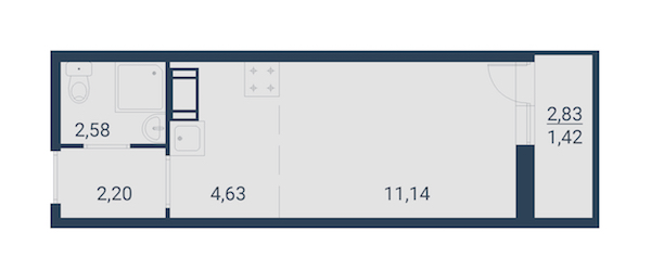 Студия, 22 м²