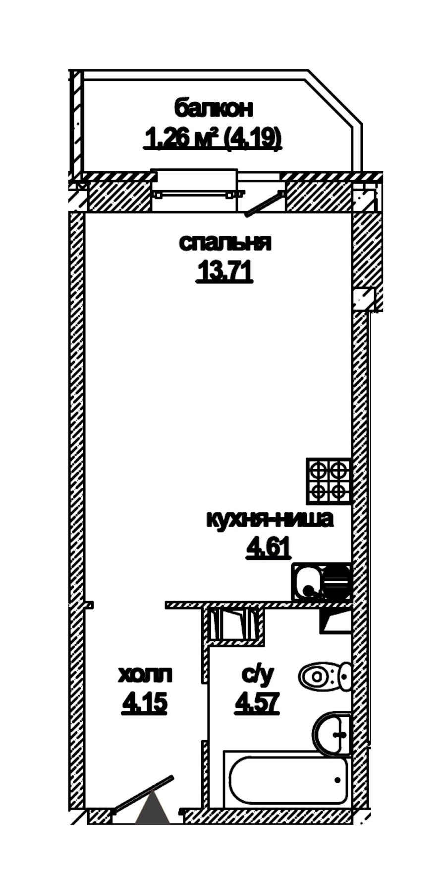 Студия, 29 м²