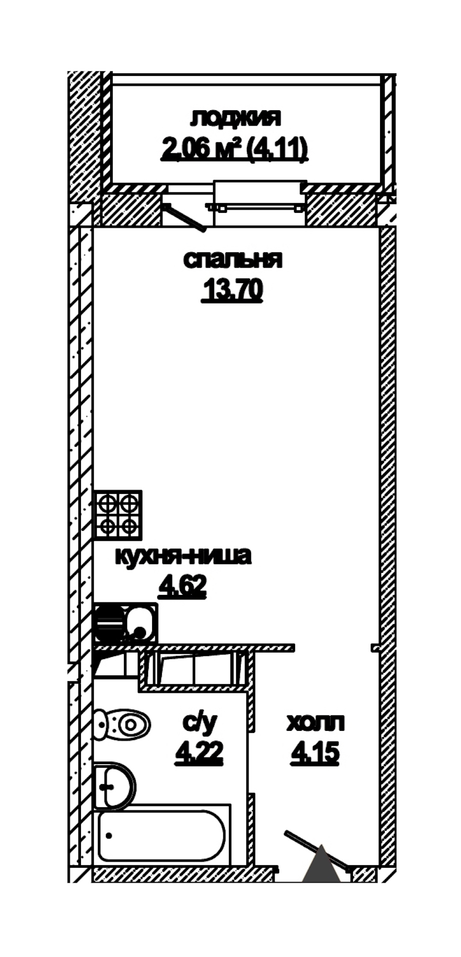 Студия, 29 м²