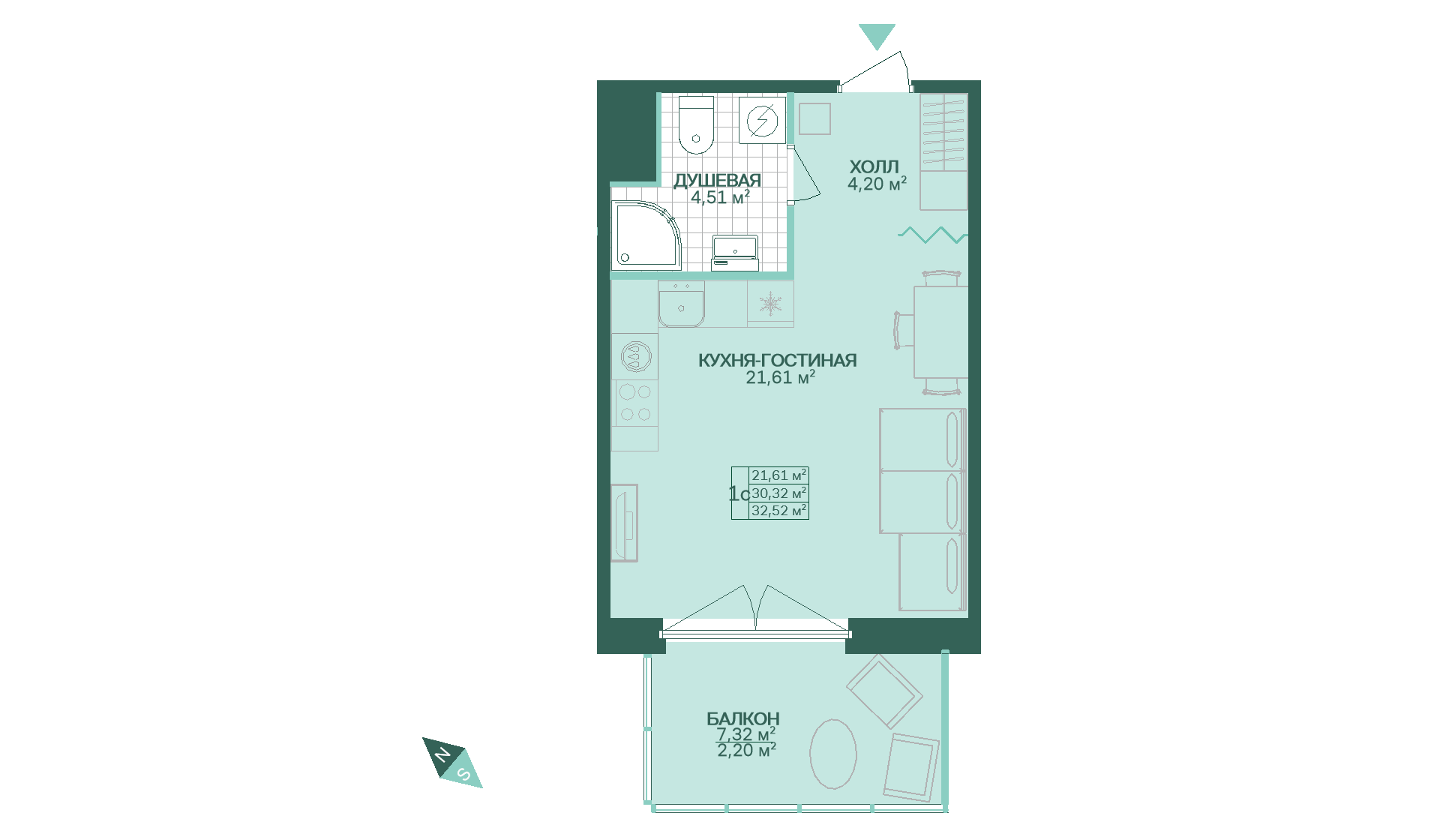 5-комнатная, 33 м²